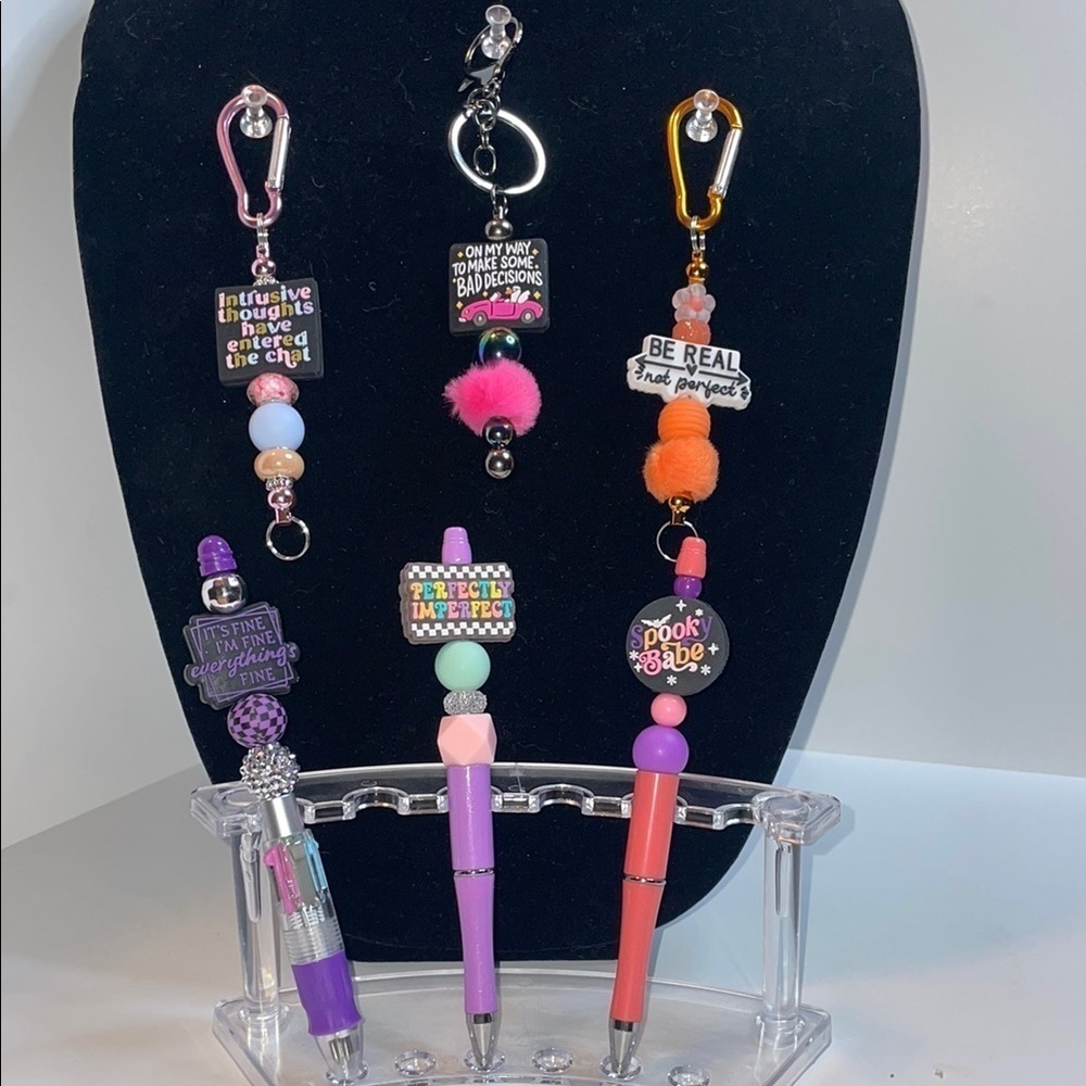 Beaded Pen and Keychain Set